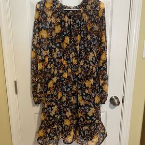 NWT Old Navy Black & Yellow Floral Elastic Waist Dress